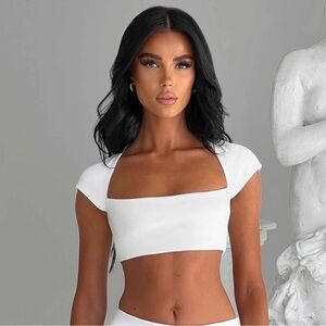 Chic White Women's Square Neck Crop Top
